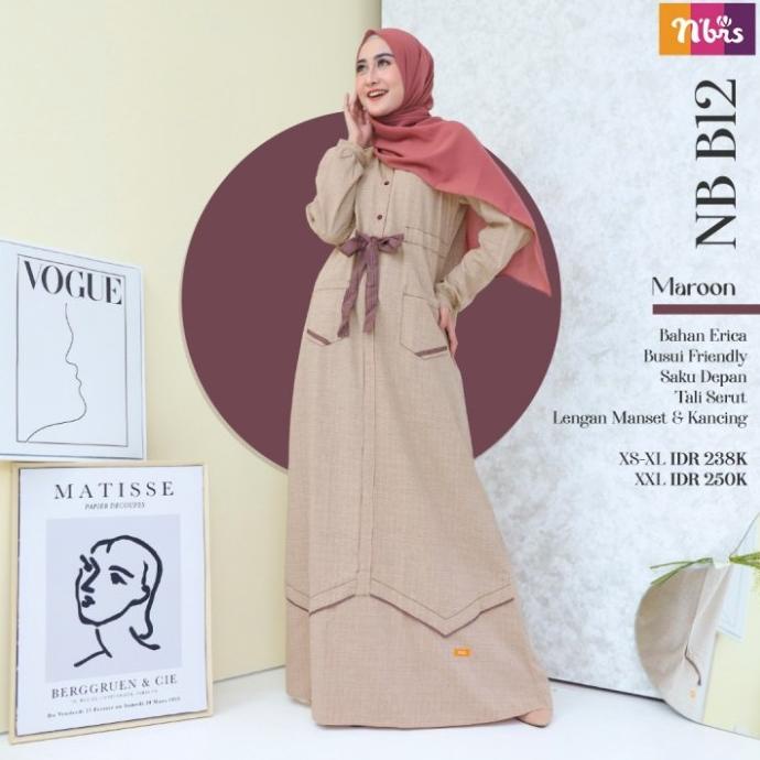 Gamis Nibras NB B12 Terbaru 2021/ Gamis Terbaru 2021 Modern Lebaran