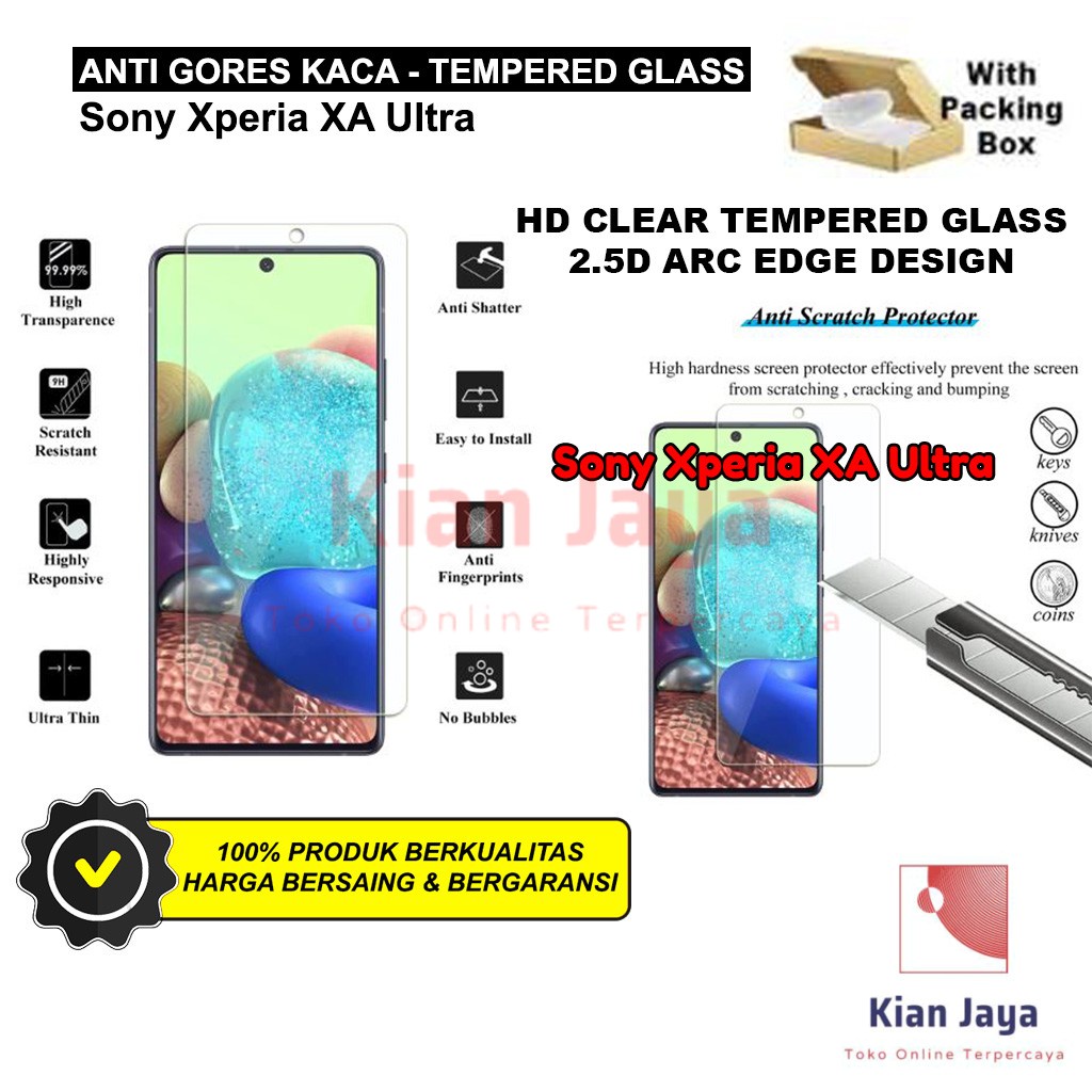 Anti Gores Kaca Hp Sony Xperia XA Ultra Tempered Glass Premium Bening Transparan Clear TG Temper Glas