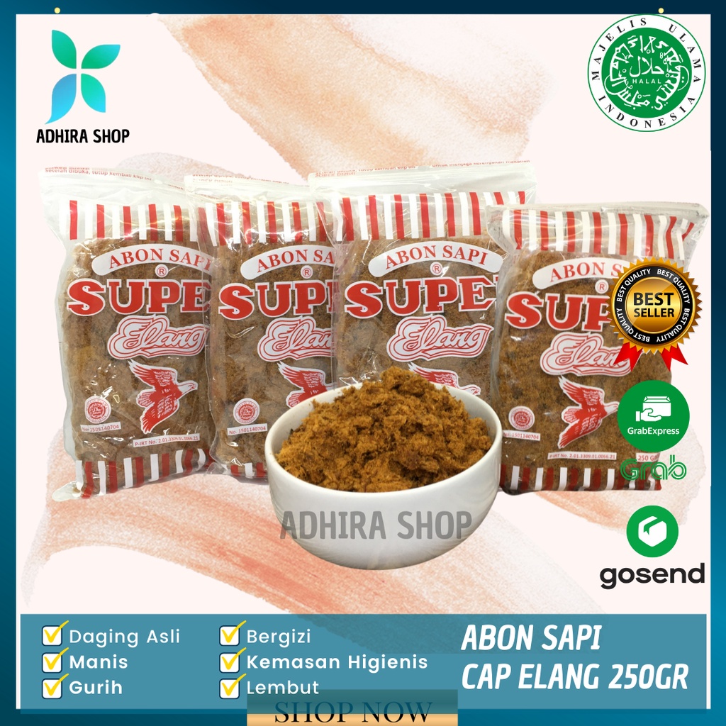 

Abon Sapi Asli Cap Elang Rasa Manis 250 gr Halal Enak