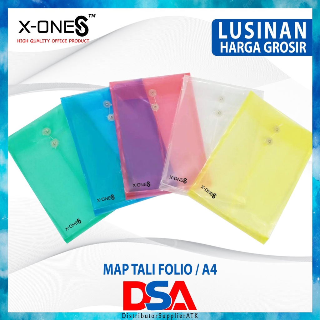 

MAP TALI ISI 1 LUSIN / MAP PLASTIK TALI FOLIO / MAP F4 HARGA GROSIR ISI 1 LUSIN X-ONE