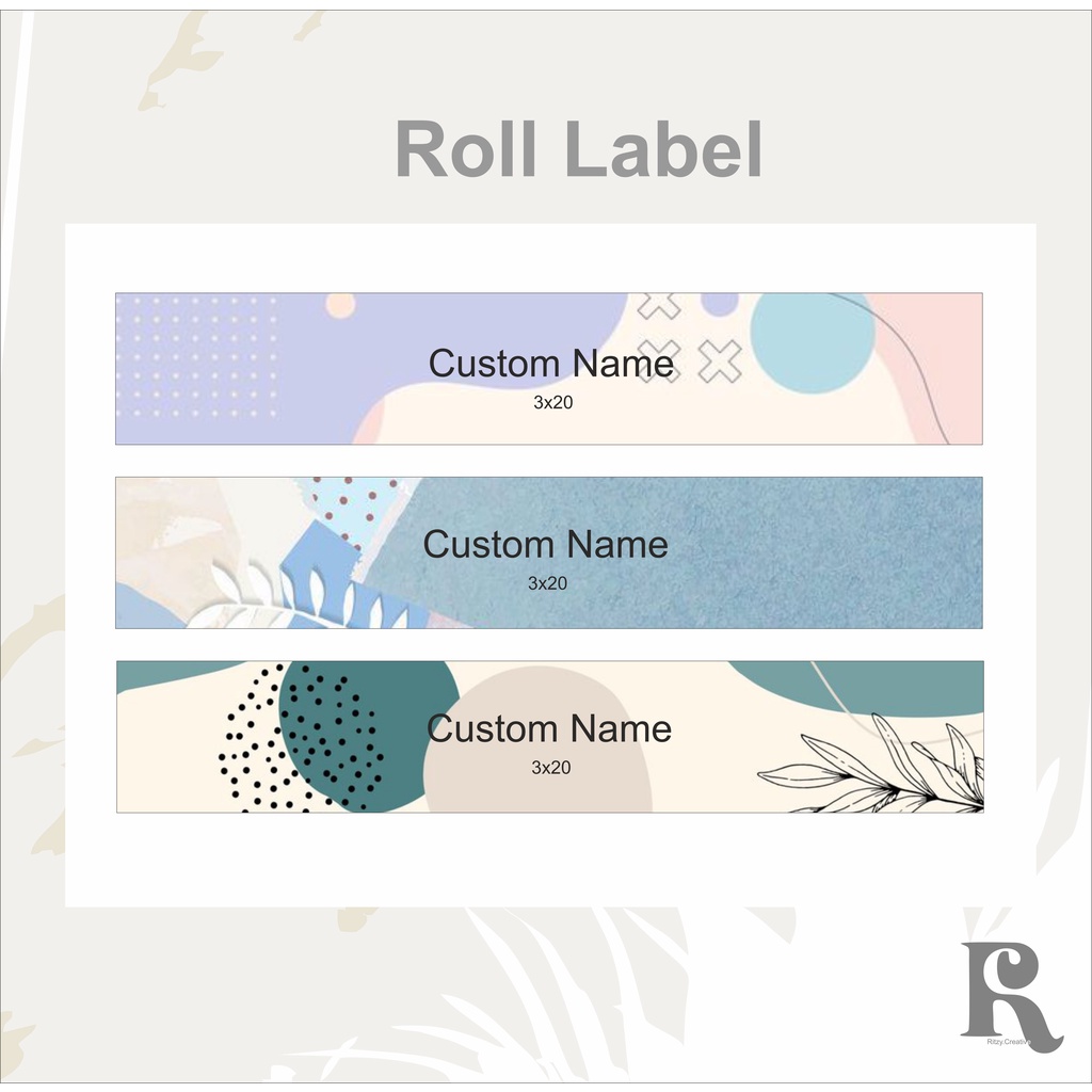 

Roll Hijab Label Pengikat Custom Nama Brand Souvenir / Wedding / Pernikahan / Nama Pengantin / Pakaian / Baju / Kaos Kaki / Makanan / Packaging Hijab