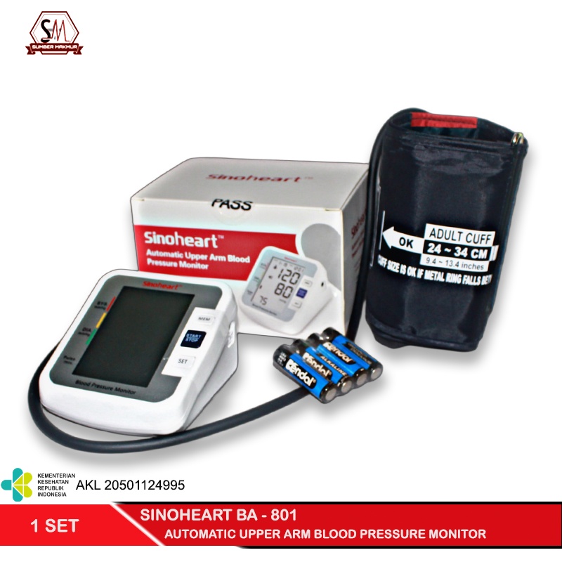 Tensimeter | Alat tensi darah | Alat Cek Tekanan Darah Digital Sinocare BA-801