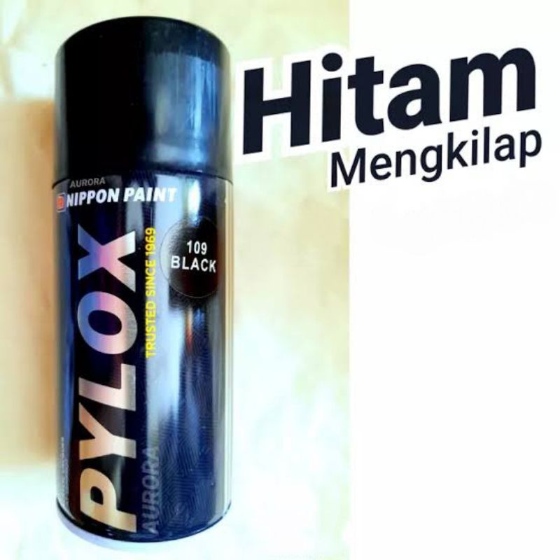 Cat Pilok Hitam Kilap Pylox Black 109 Cat Sepeda Motor Mobil Kayu Dinding Besi Nippon Paint