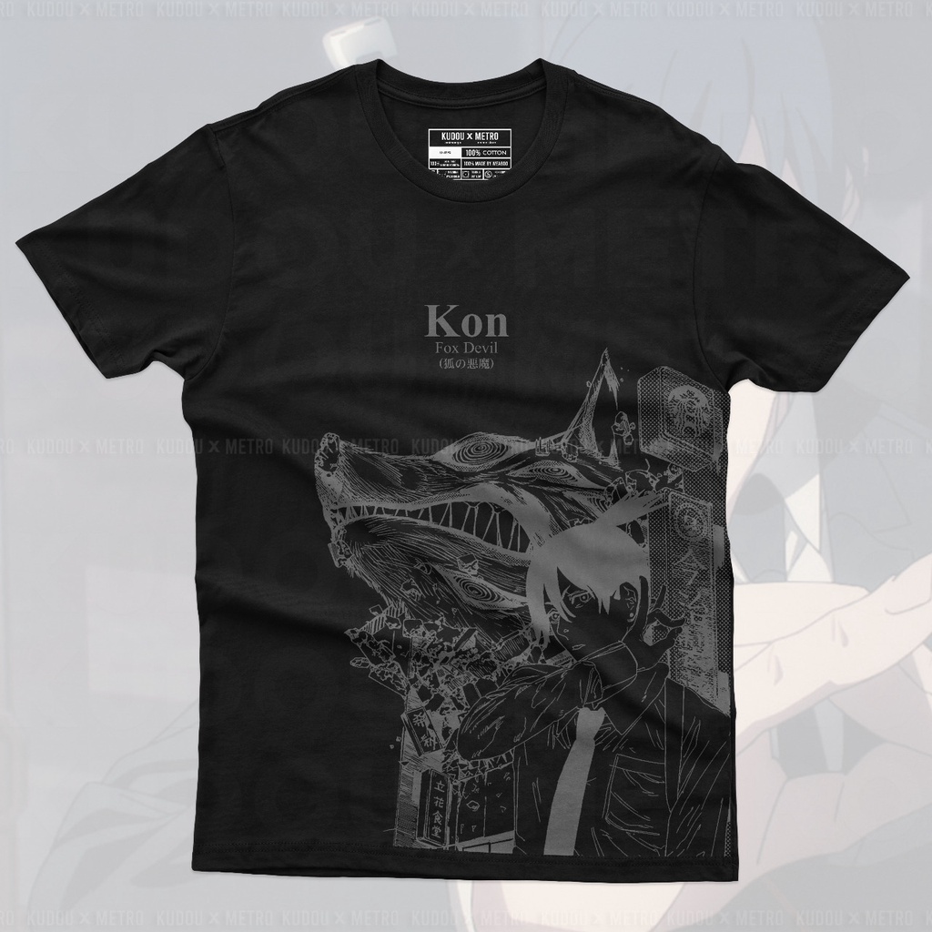 Tshirt Kon the Fox Evil of Aki Black Anime Manga Chainsaw Man Premium Unisex