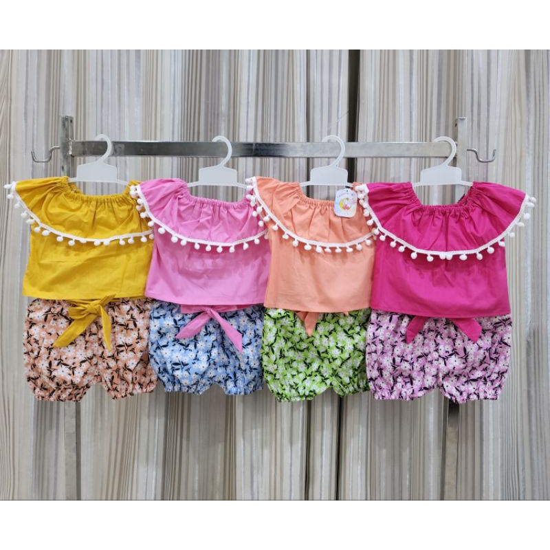 baju bayi perempuan Set celana pompom