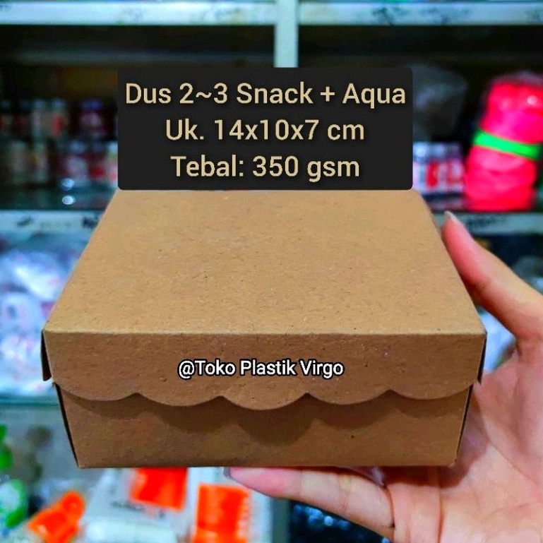 

Box / Kardus / Dus Snack Kue Makanan Coklat - 14x10x7 cm - Aqua T Cokelat Polos