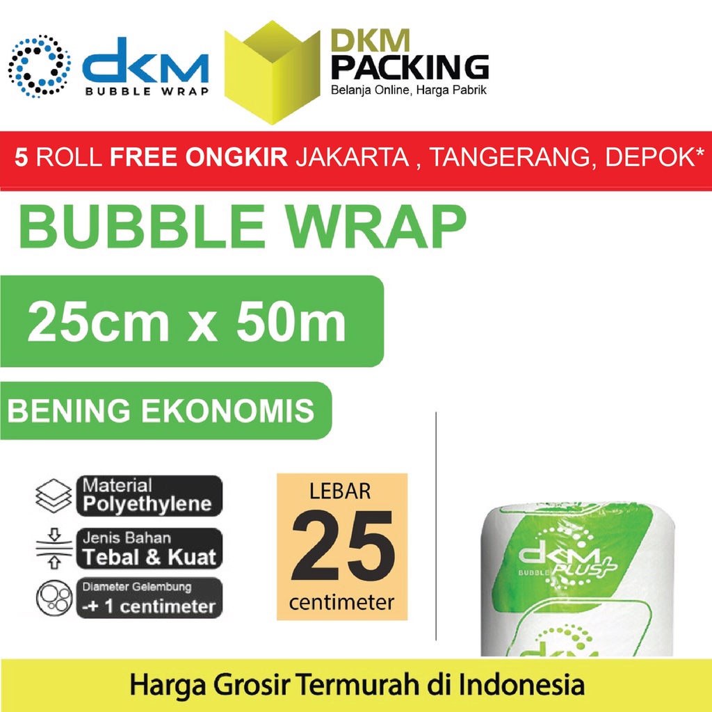 

Plastik Bubble Wrap Bening Ekonomis 25CM x 50M TEBAL DKM+ Bubblewrap