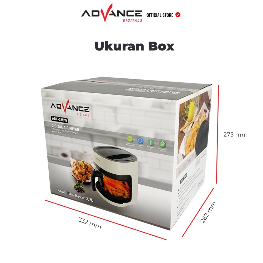 ADVANCE Air Fryer Digital ADF-38DW 3.8L Mesin Penggoreng Tanpa Minyak Anti Lengket Low Watt