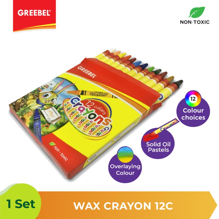 Crayon Greebel Wax Crayon 12 Warna - 12pcs.