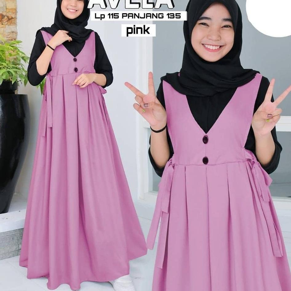 Best Product Gamis remaja Pesta Mewah Kekinian Premium Jumbo Syari Wanita Terbaru 2022 Polos Hitam P