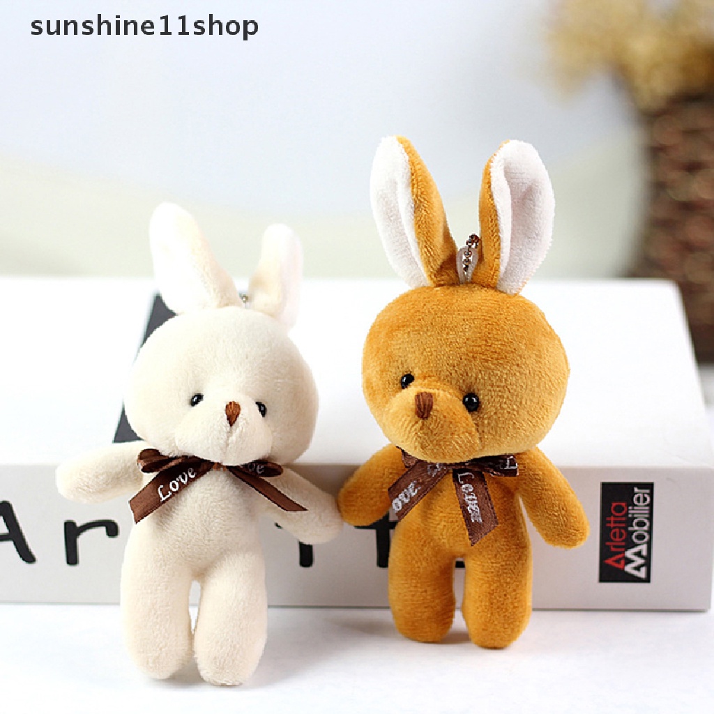 Sho Boneka Kelinci Boneka Kelinci Plush Toy Dasi Kupu Terang Sutra Rabbit Plush Toy Plush Toy Hadiah Kecil Untuk Pesta Pernikahan Gantungan Kunci Tas Ponsel Liontin PP Kapas Boneka Lembut Kelinci N