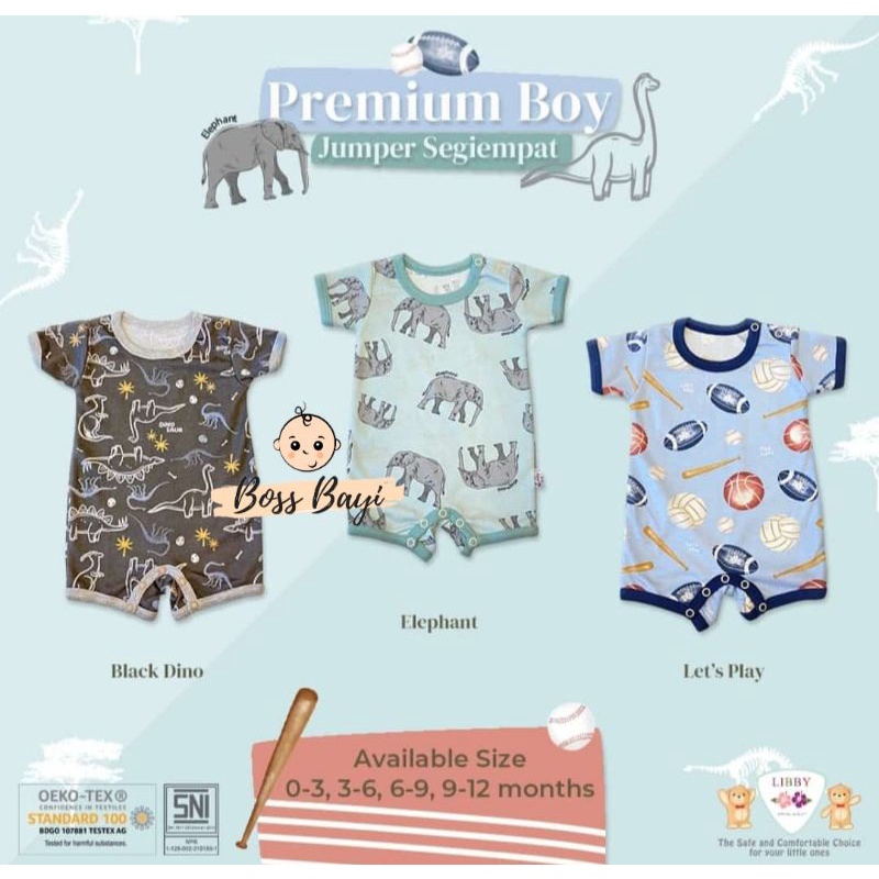 LIBBY - Premium Jumper Segiempat / Romper Bayi Motif 0-12bulan