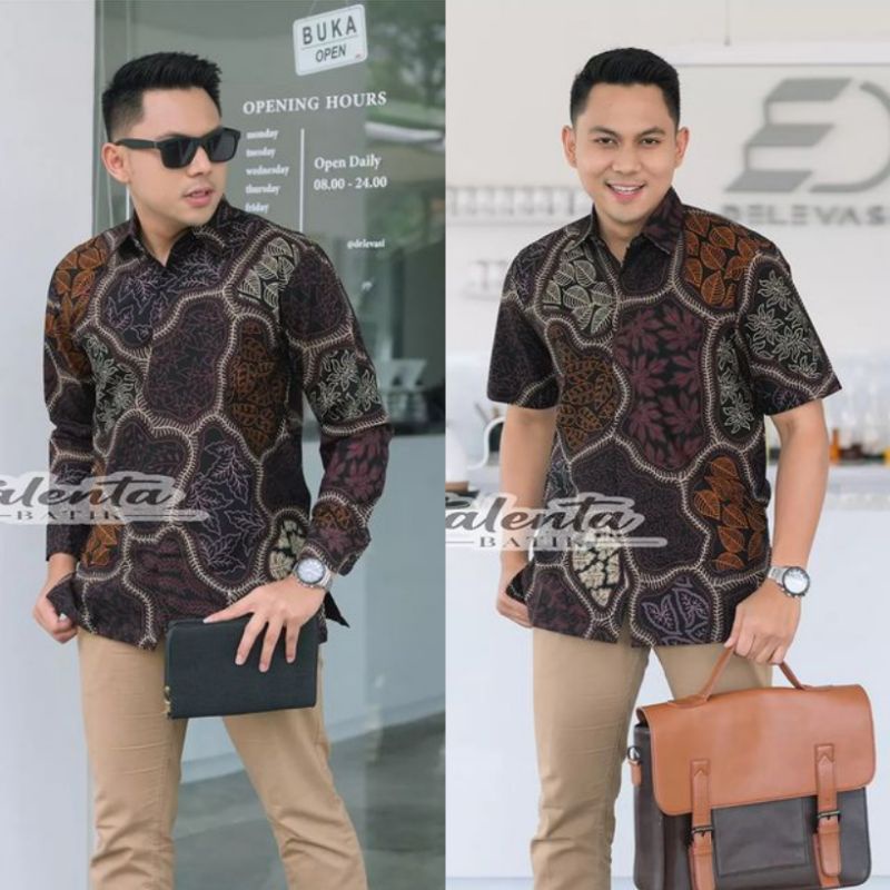 Baju Kemeja batik pria cowok cowo lengan panjang pendek pekalongan solo seragam keris premium BG27