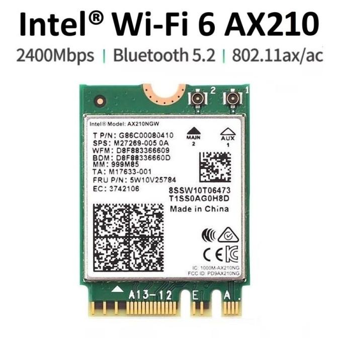 INTEL WIFI 6E AX210 WIRELESS CARD BLUETOOTH 5 AX M.2 NGFF AX210NGW