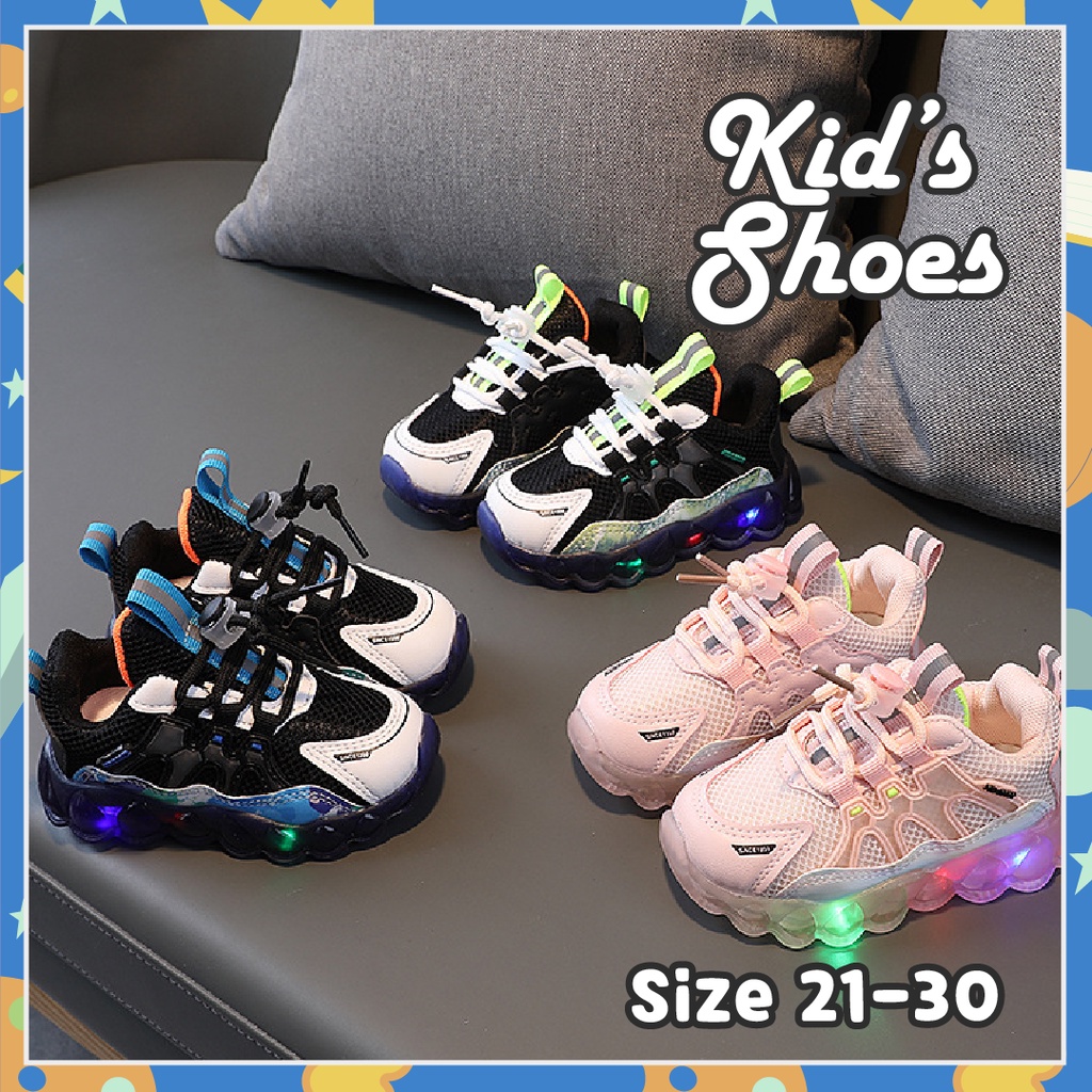 LITBERRY - Sepatu Sneaker LED Anak Laki Laki Perempuan  Usia 1 - 5 Tahun Type MEF