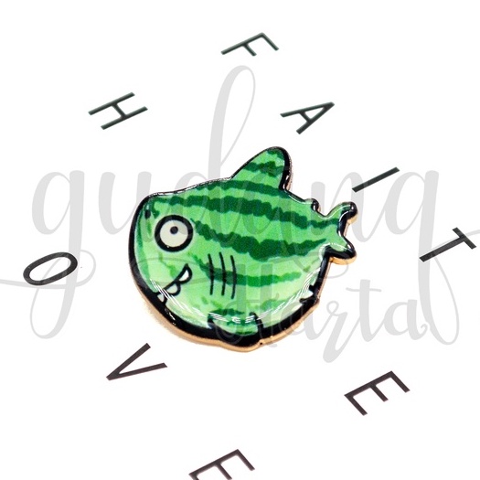 Pin Watermelon Fish Bros Tas Motif Ikan Bentuk Semnagka Lucu GH 208852