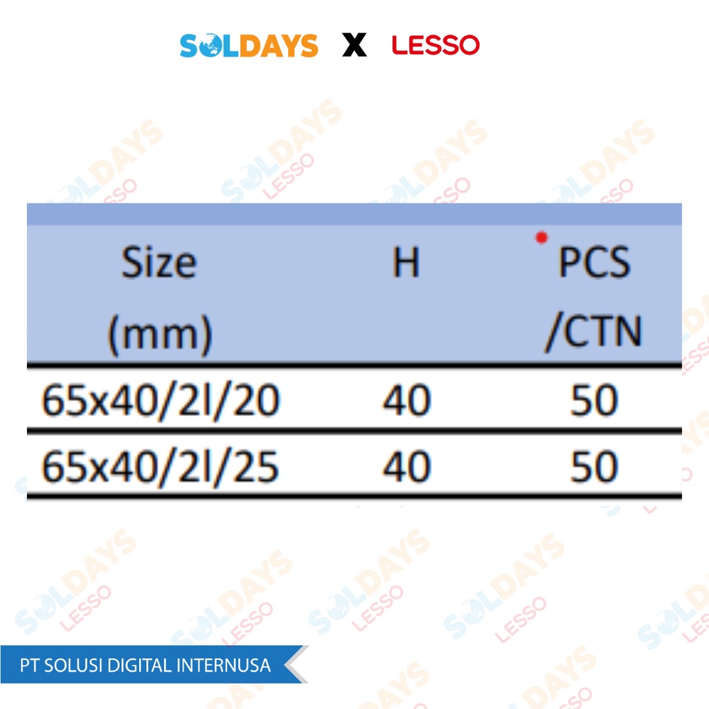 Lesso 2 Way Through Box With Cover 65x40/2l/20 / Tee Dus Cabang 2 (Tduss) 20mm / Conduit
