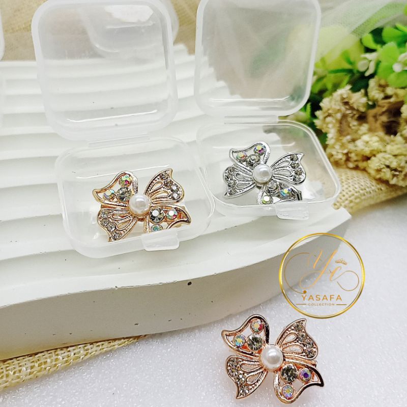 Yasafa Bros Kecil Pin Baju Bros Dagu Simpel Permata Bonus Box