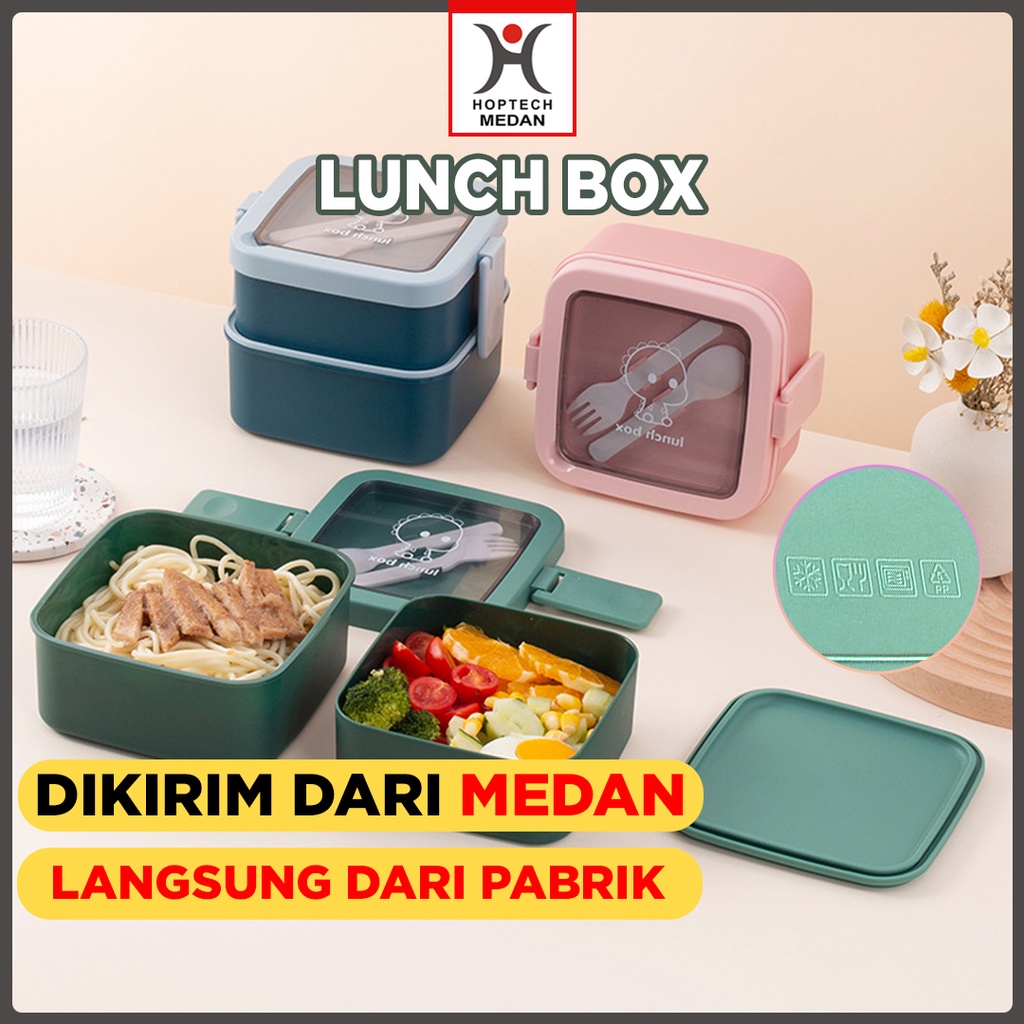 Lunch Box kotak Makan Kotak Bekal 2 in 1 / Kotak Makan Siang / Kotak Makan Anak Dan Dewasa