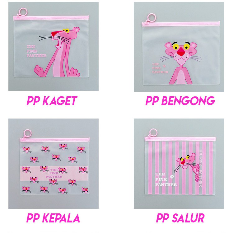 OVERFLOWS.ID  ZIPPER BAG TRANSPARAN UNICORN &amp; PINK PANTHER / TEMPAT PENSIL UNICORN PC010