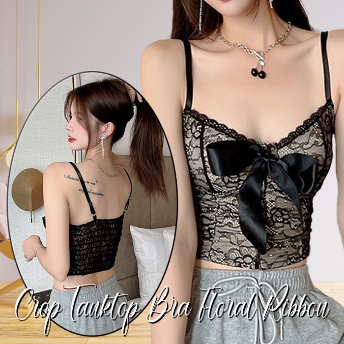 CJBH-1874 Tino-Tino Crop Tank top Bra Floral lace Ribbon/Tank top Bra renda wanita korea