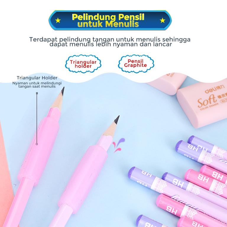 

[P-P8P] ✉] Deli Stationery set 4 in 1 rautan pensil 12pcs pensil 2 penghapus dan 2 penutup pena 68896-premium