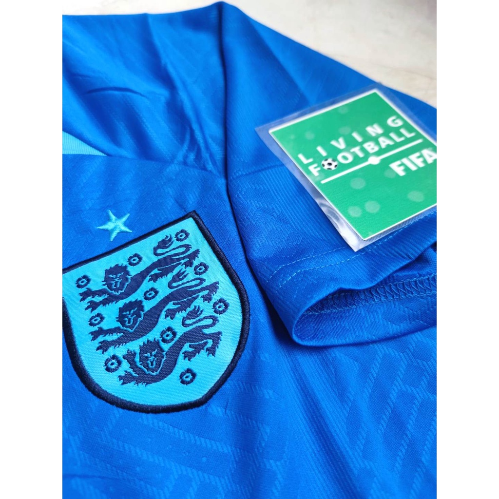 Jersey Baju Bola Inggris Kiper Biru Full Patch World Cup Piala Dunia 2022 Grade Ori