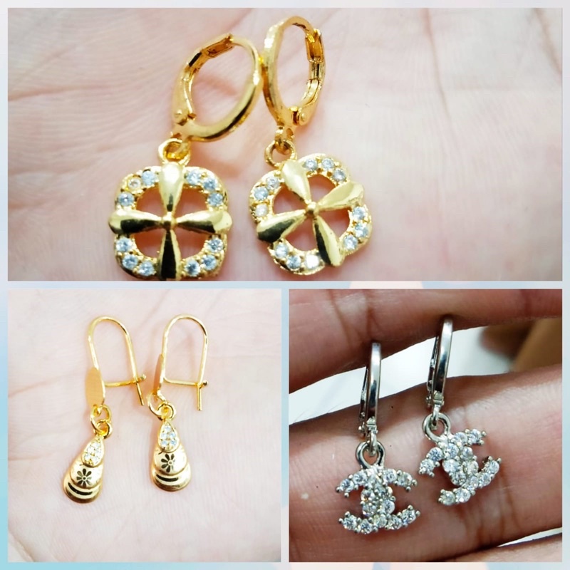 anting xuping wanita berlapis emas dengan mata zicron