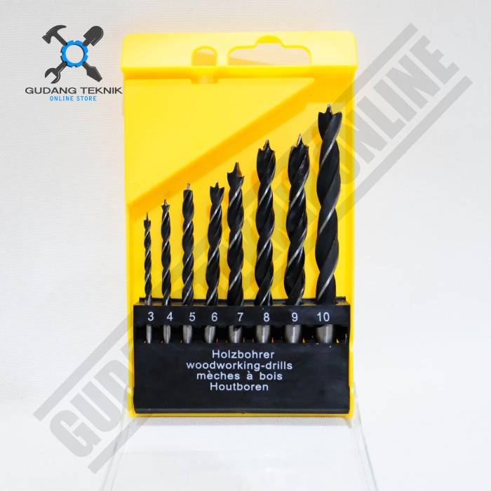 Mata Bor Kayu Ukuran 3 4 5 6 7 8 9 10 SET isi 8 Pcs BISON / Twist Drill Bits Mata Bor Kayu 3-10 8pcs Set BISON