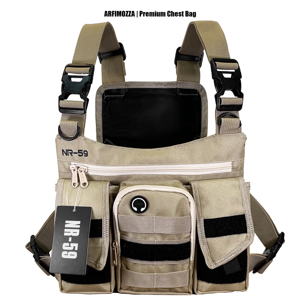 Tas Dada Pria Tas Dada Pria Tactical NR-59 Cream Velcro Premium Three Pocket Velcro Cream Edition