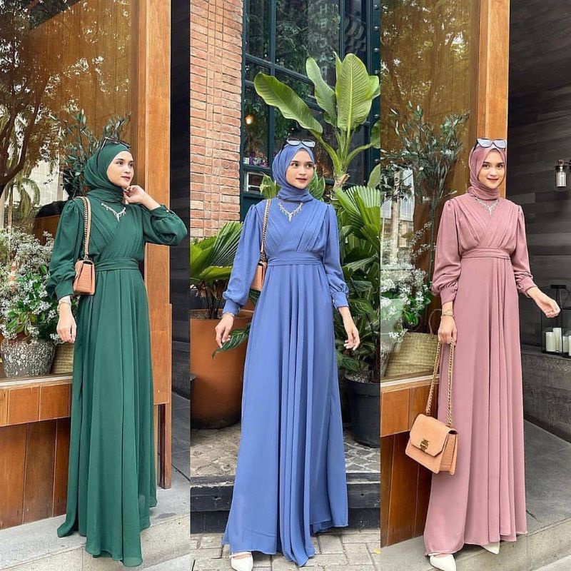 Gaudy maxi dress ceruty babydoll cuci gudang