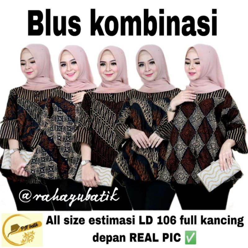 Batik Wanita - Atasan Batik Lawasan Kombinasi Lurik Baju Batik