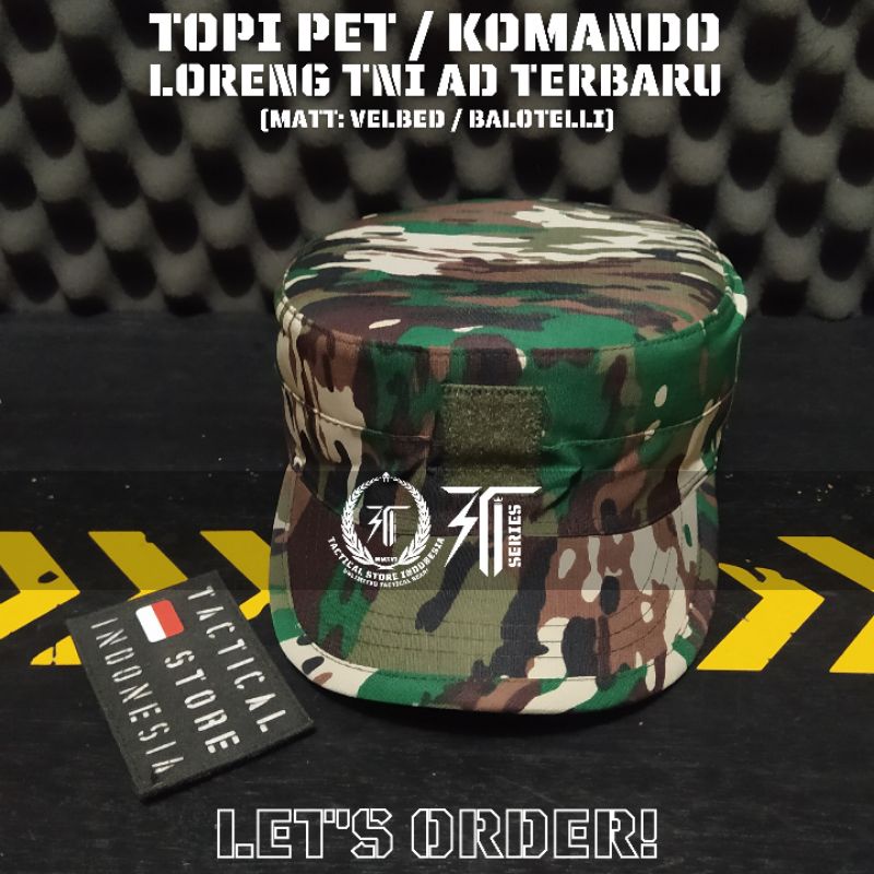 Topi Pet Komando Loreng NKRI - Topi Loreng TNI AD Terbaru