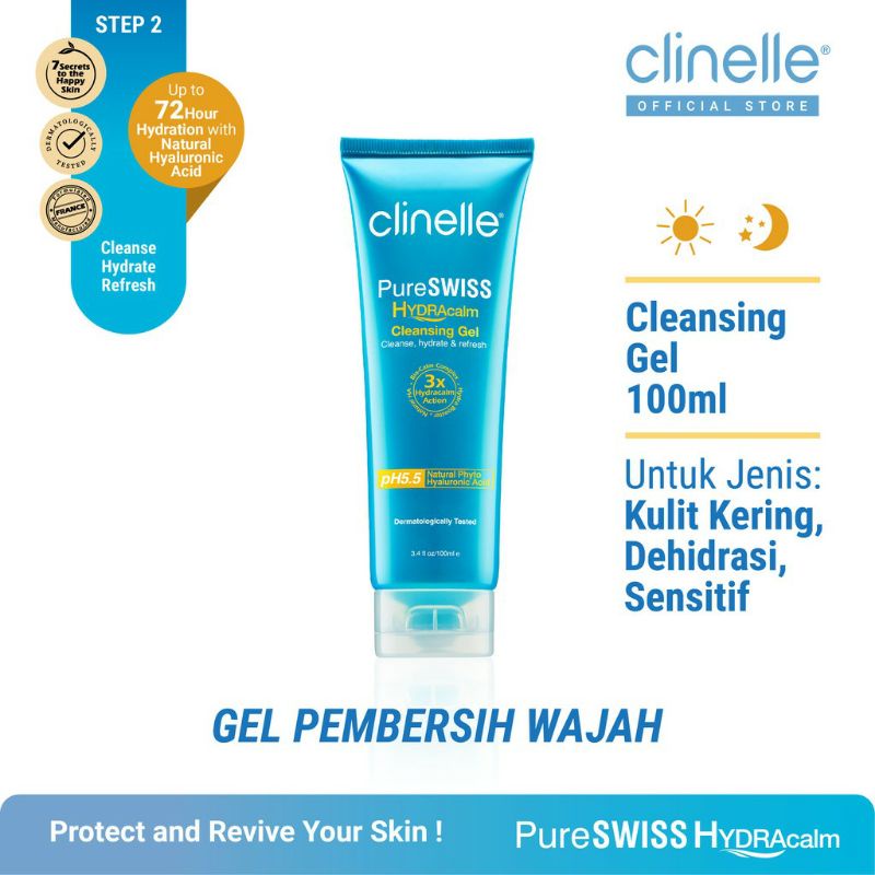 CLINELLE PureSwiss Hydracalm Cleansing Gel 100ML - Gel Pembersih Wajah