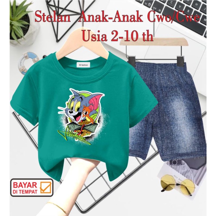 ((IB))SETELAN ANAK2 UNISEX SEMI JEANS/T0M&amp;J3RRY DIGITAL SABLON