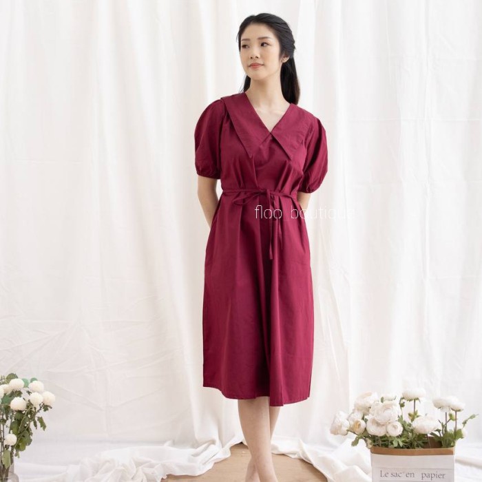 Produk Terbaru Tansy Dress - Dress Casual Korea Polos Natal Pesta Merah Putih Hijau