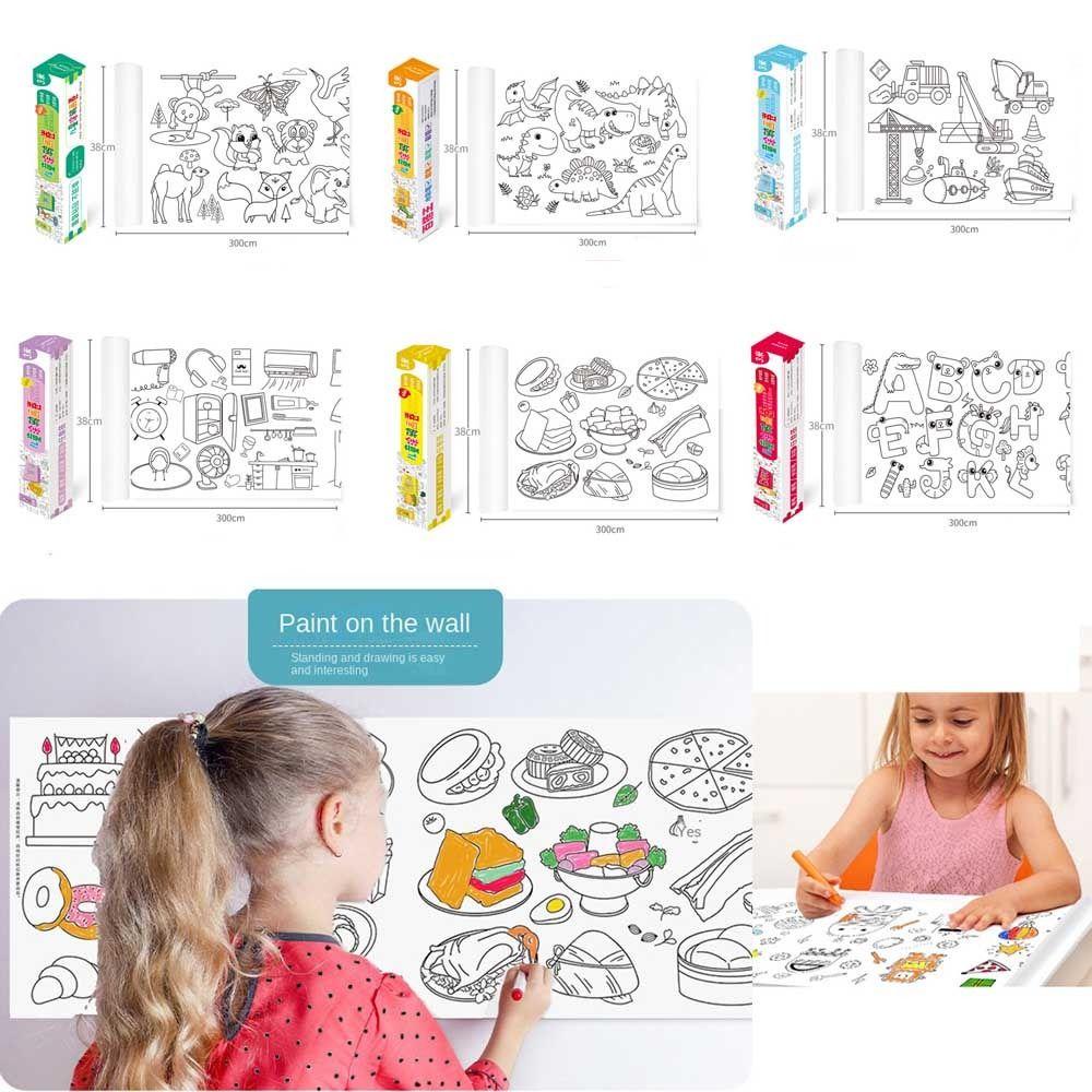Roll Gambar Nanas DIY Kertas Isi Lengket Mainan Edukasi Wallpaper Poster