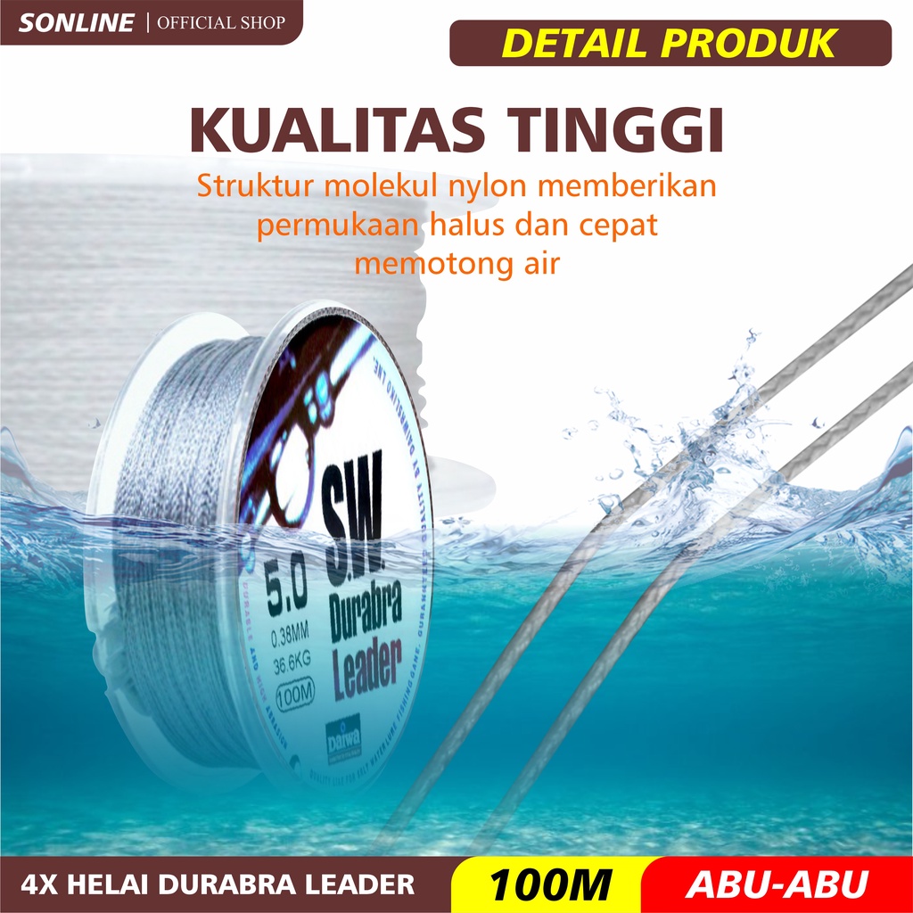 SONLINE Tali Pancing 100M Senar Pancing Fishing Line Strength 3.10kg-18.5kg Sangat kuat 100Meters Tali Pancing SW