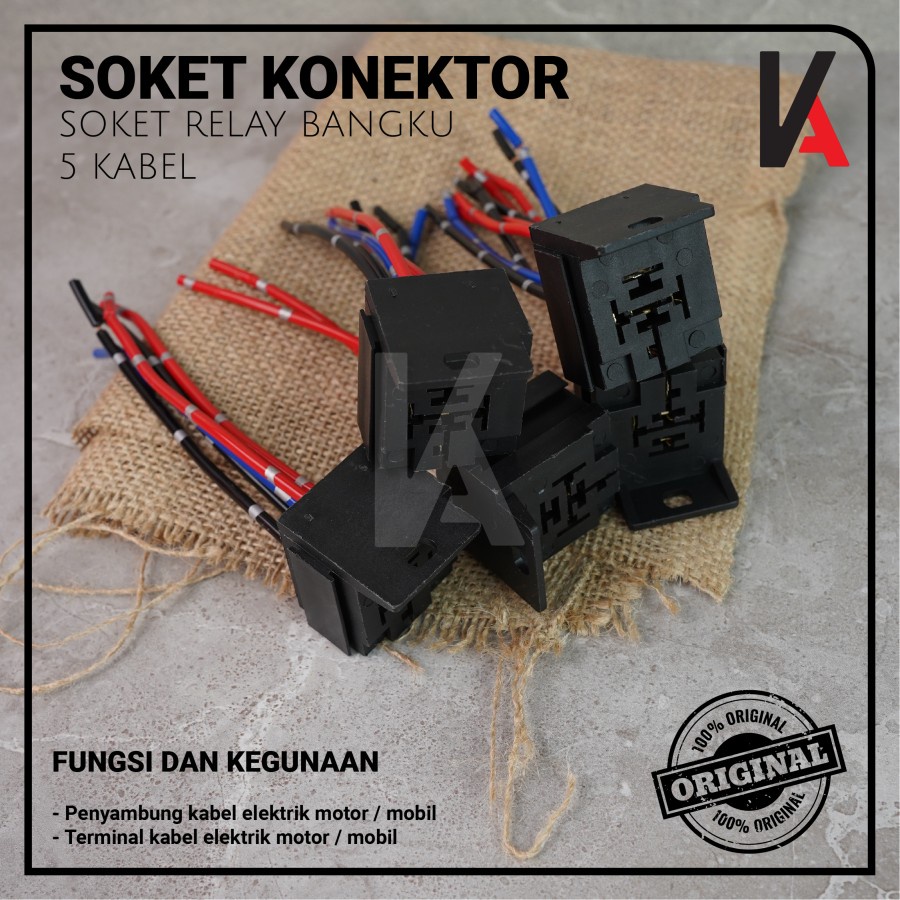 Rumah Relay Gandeng / Soket Relay Bangku / Socket Cable Relay Susun / Duduk / Kaki 5 Pin Untuk Klakson &amp; Lampu (5 Kabel)