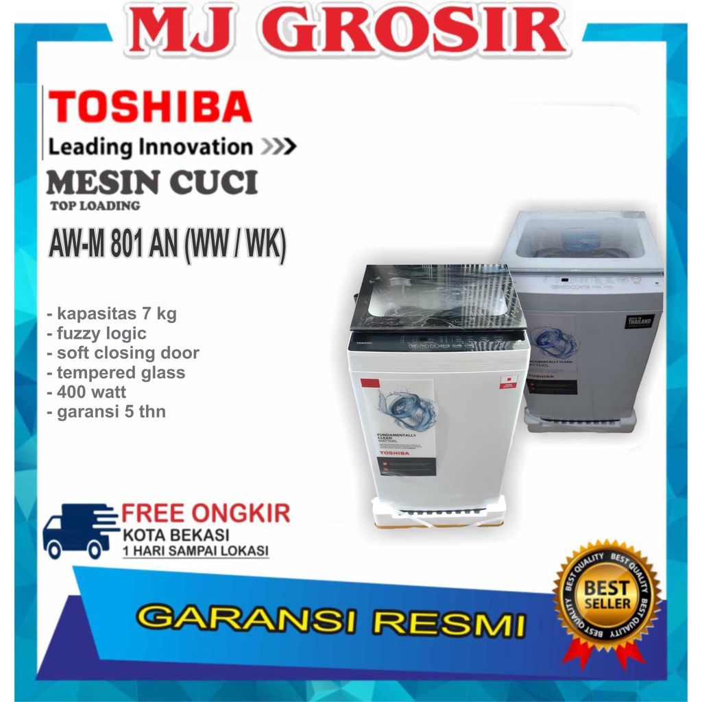 MESIN CUCI 1 TABUNG TOSHIBA AW-M 801 AN TOP LOADING 7 KG