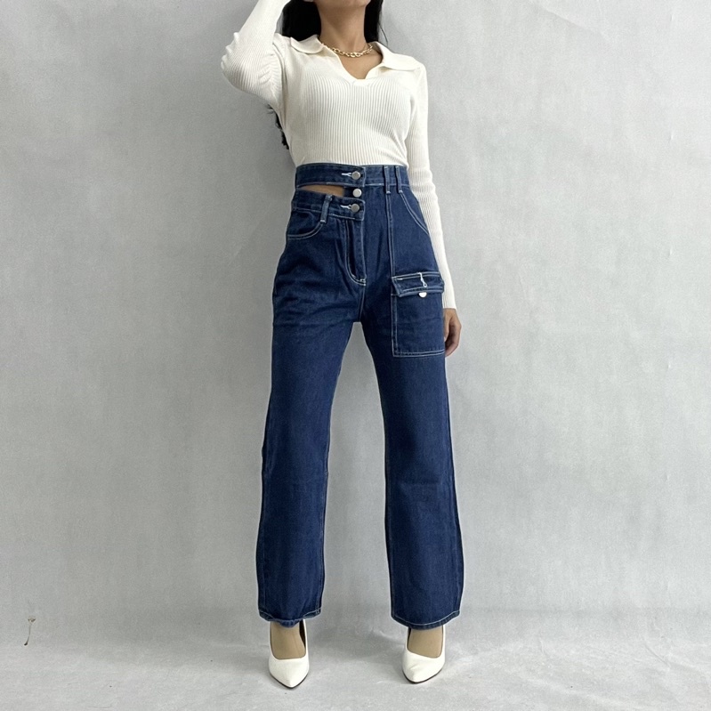 [LUXE.DLABEL] - E87 Jeans | Celana panjang Highwaist wanita Jeans import premium Jeans wanita polos ripped jeans High waist jeans wanita bkk Skinny Jeans High waist Baggy jeans Wideleg Jeans Kulot jeans Boyfriend jeans Wanita Kargo Jeans