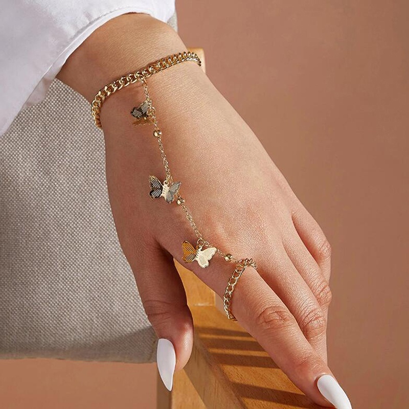 Kiss wife cute golden butterfly bracelet Untuk Wanita Gelang Rantai Berguna Mode Baru