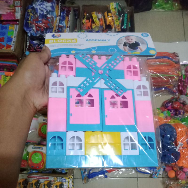 LB 10 mainan anak edukasi lego block isi banyak bentuk rumah