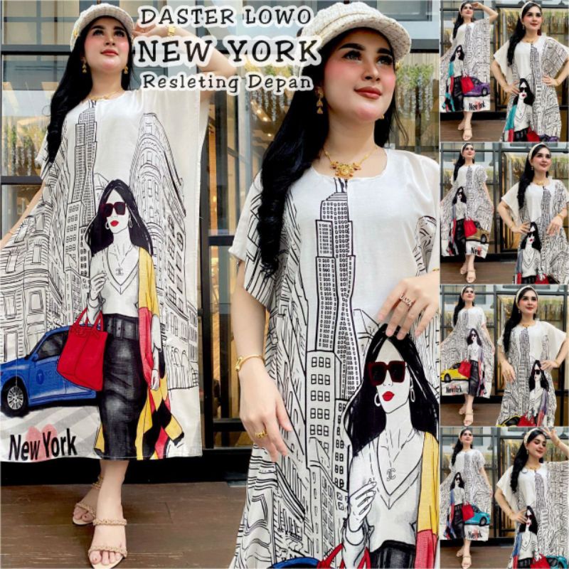 daster kelelawar jumbo motif newyork dres busui resleting depan harga murah wanita kekinian b