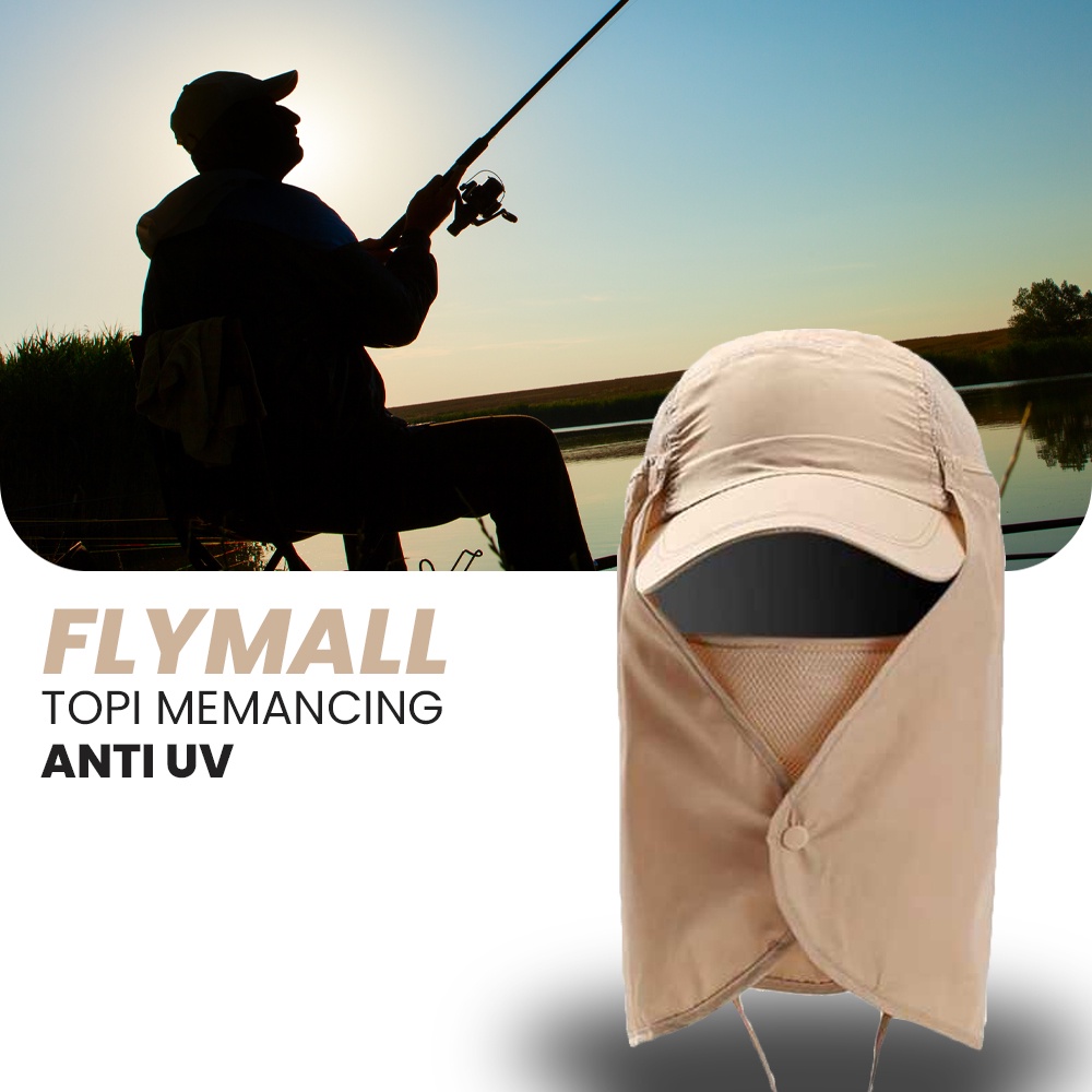 FLYMALL Topi mancing, topi outdoor Anti Matahari UV Fishing Hat - MH011 - Black