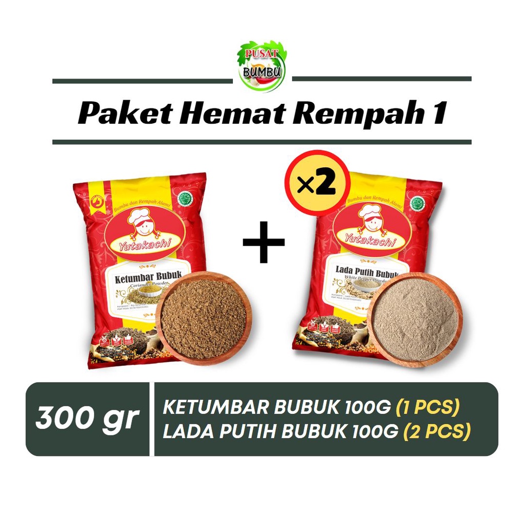 

PAKET HEMAT REMPAH 1 / Lada Putih (2pcs), Ketumbar Bubuk (1pcs) 100Gr / Paket Hemat Rempah Yutakachi Bumbu dan Rempah Alami