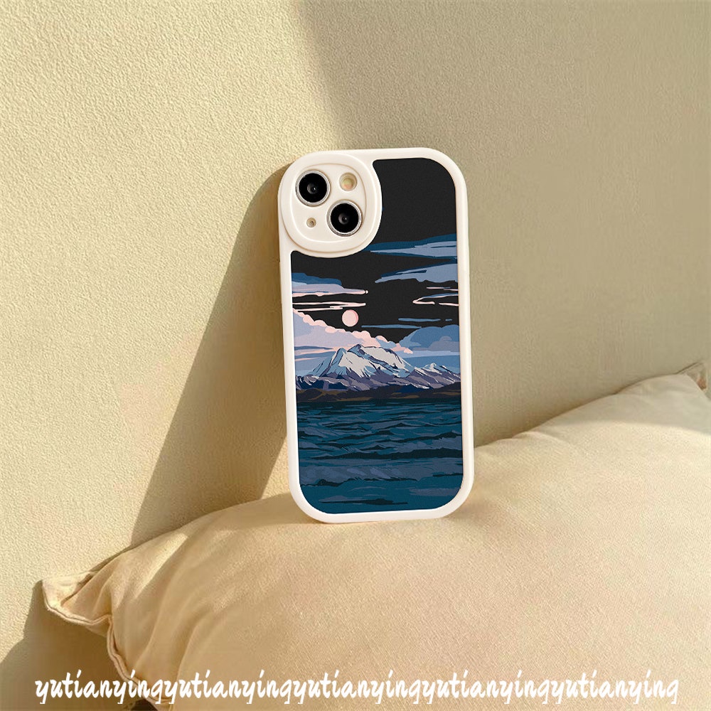 IPHONE Casing Hp Kompatibel Untuk Iphone7 8 6 6s Plus 11 Pro Max13 12 14 Pro Max14 Plus XR X XS MAX SE 2020 Pemandangan Matahari Terbenam Soft TPU Snow Mountain Lovers Cover