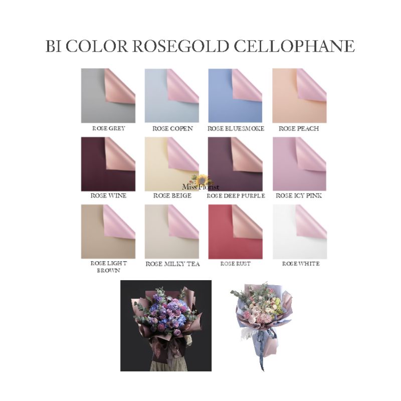 

[5 PCS] 003.FLOWER WRAPPING BI COLOR ROSEGOLD CELLOPHANE / KERTAS BUNGA