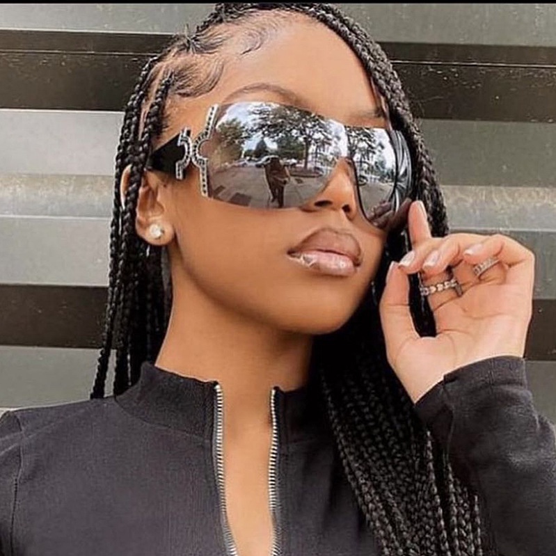 2023fashion Aesthetic Shades Sunglasses Untuk Wanita/Pria Kacamata Tanpa Bingkai Eyeglasses Colour