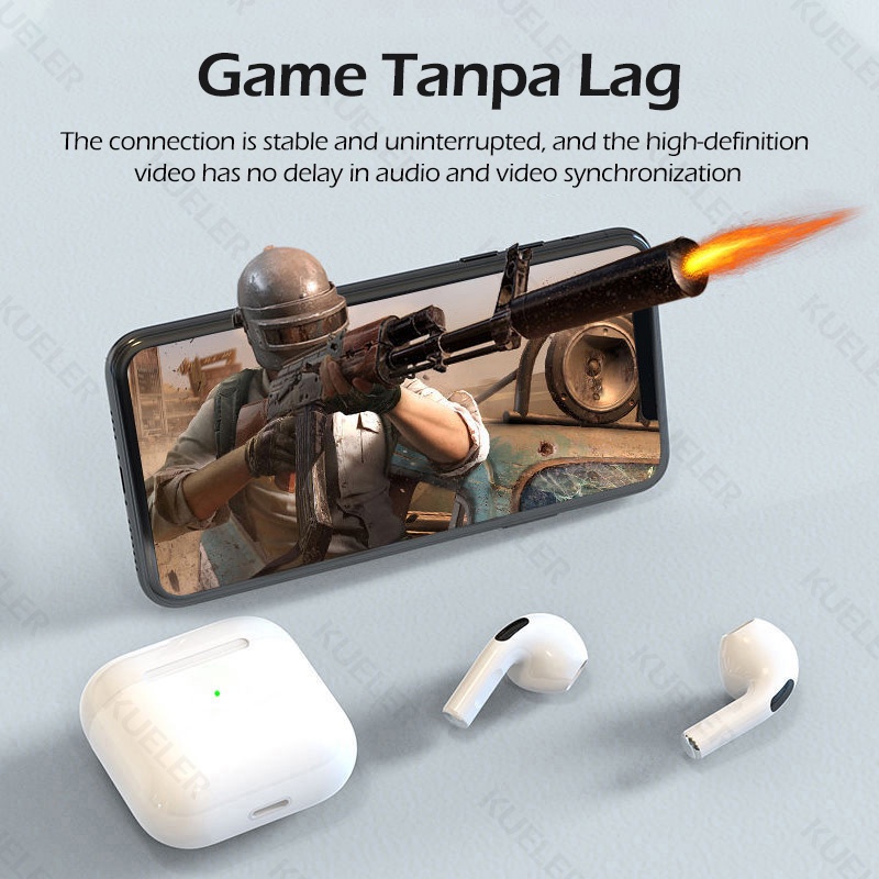 Pro 4 TWS Smart Touch Earphone Bluetooth Pengurangan Wireless Earphone Nirkabel Dengan Mic HiFi Stereo Headset Bluetooth Earbuds Henset Bloetooth Handset